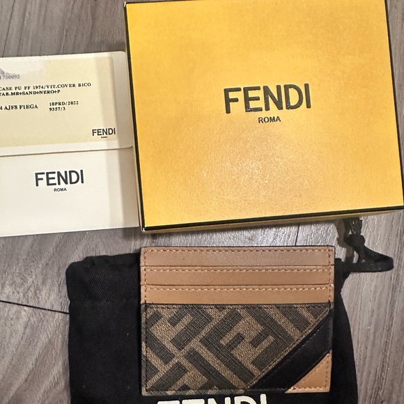 Fendi Black and Brown Card Holder